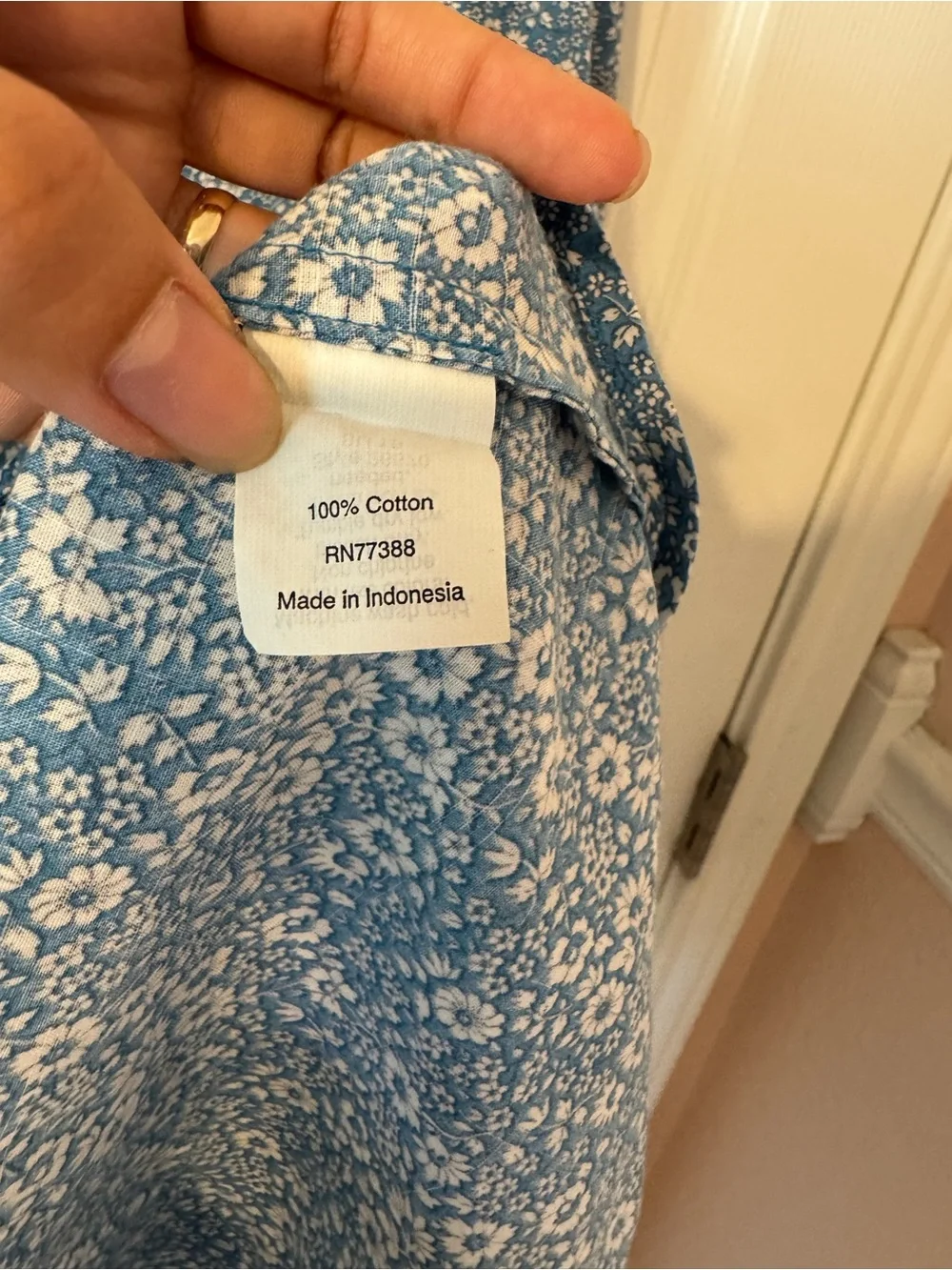 J. Crew Blue and White Floral Shirt